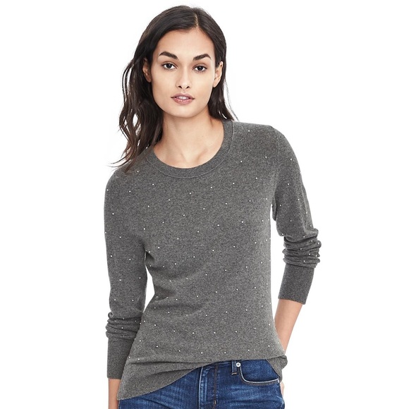 Banana Republic Crewneck Sweater Medium Beaded - Picture 1 of 7